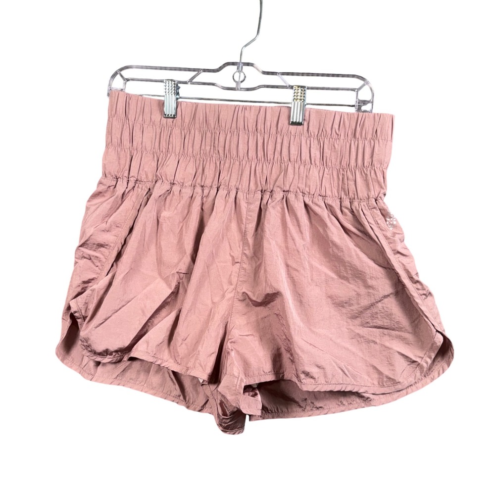 Free People Movement‎ Way Home Shorts Pink Mauve Smocked Athleisure L